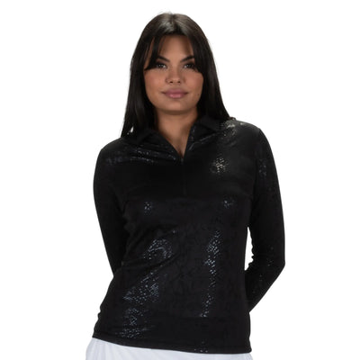 Ladies Nancy Lopez Golf Balance Long Sleeve Polo Black Multi