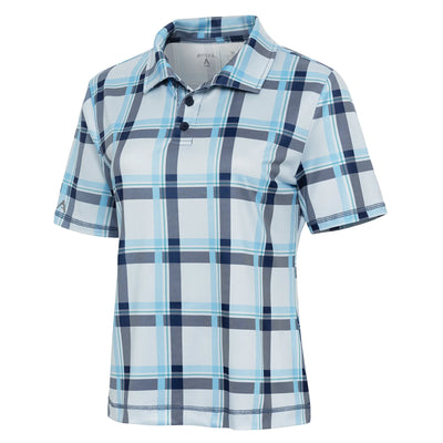 Ladies Antigua Feature Short Sleeve Polo Navy/Illusion Blue Multi