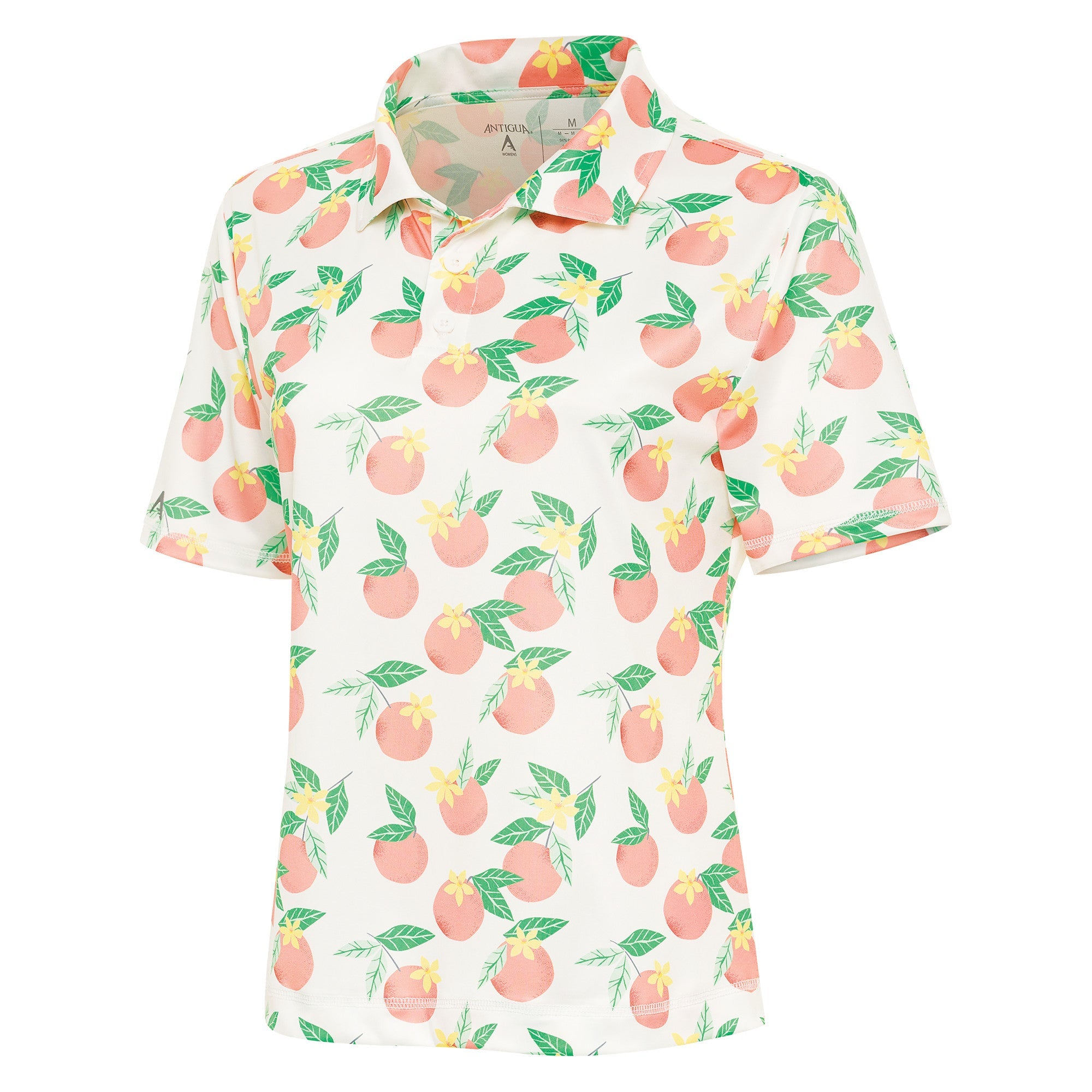 Ladies Antigua Feature Short Sleeve Polo Optic White/Pale Peach Multi