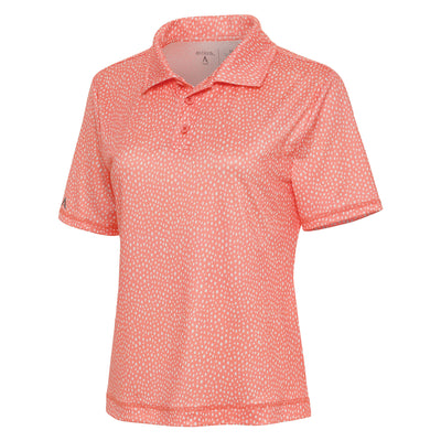 Ladies Antigua Feature Short Sleeve Polo Desert Sun/Optic White