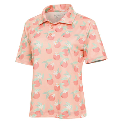 Ladies Antigua Feature Short Sleeve Polo Pale Peach/Desert Sun Multi