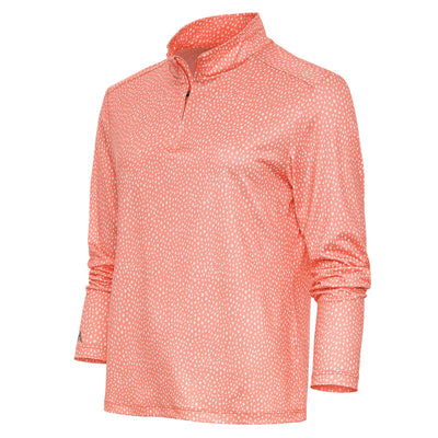 Ladies Antigua Wiki Long Sleeve 1/4 Zip Mock Desert Sun/Optic White