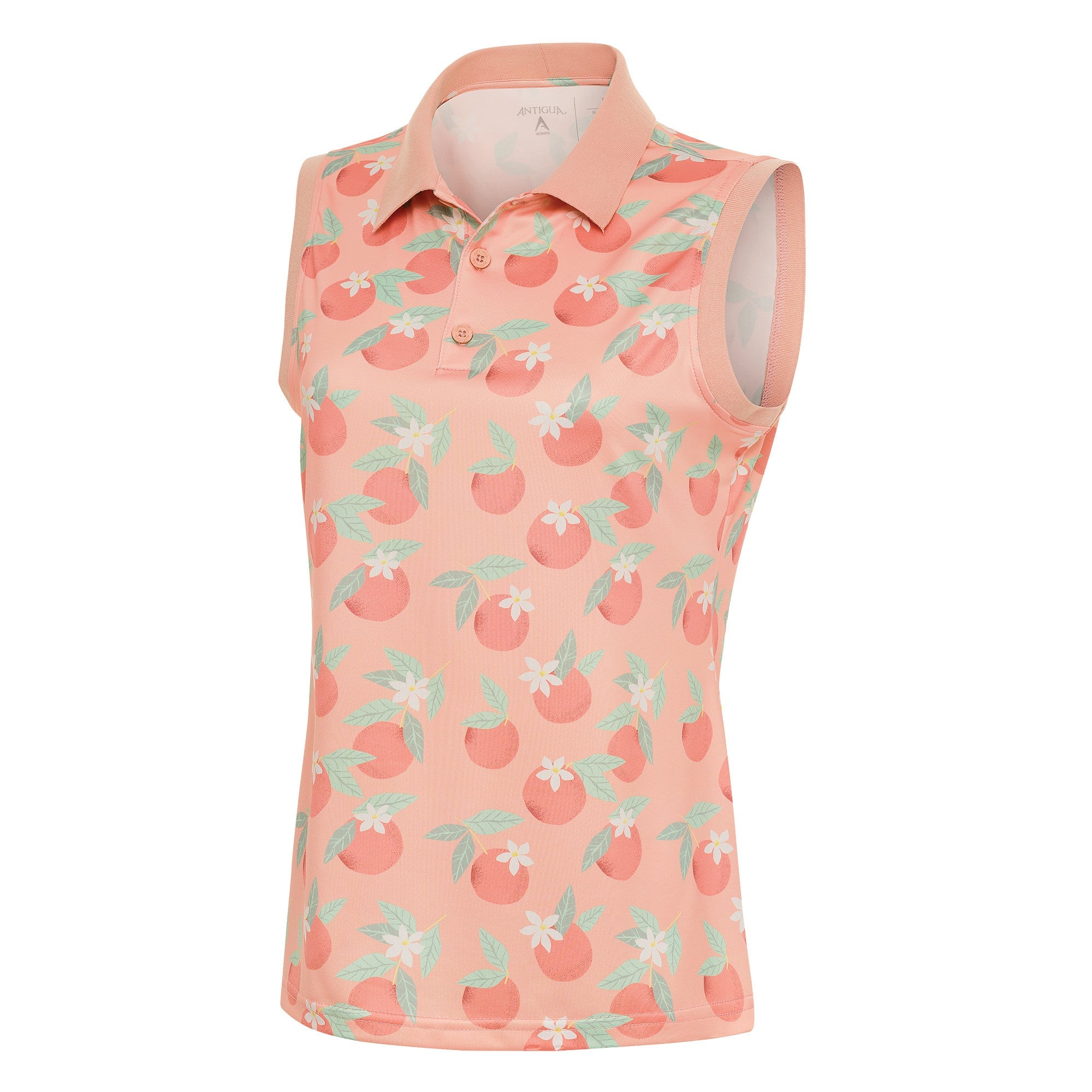 Ladies Antigua Approach Sleeveless Polo Pale Peach/Desert Sun Multi