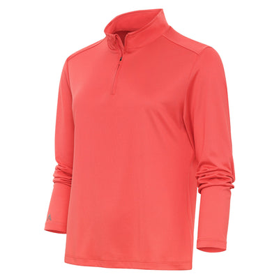 Ladies Antigua Wiki Long Sleeve 1/4 Zip Mock Coral Reef