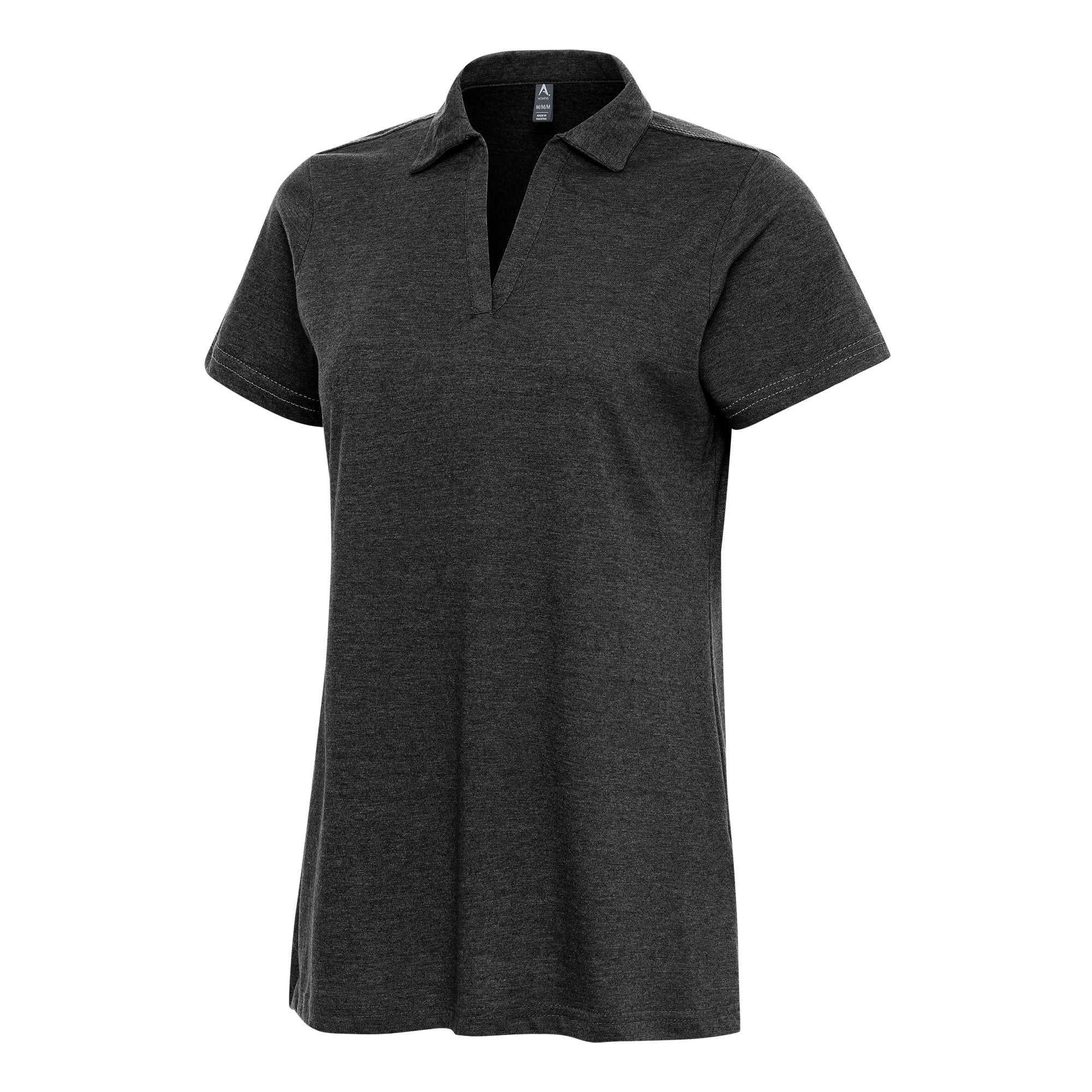 Ladies Antigua Peak Short Sleeve Polo Black Heather/Shadow