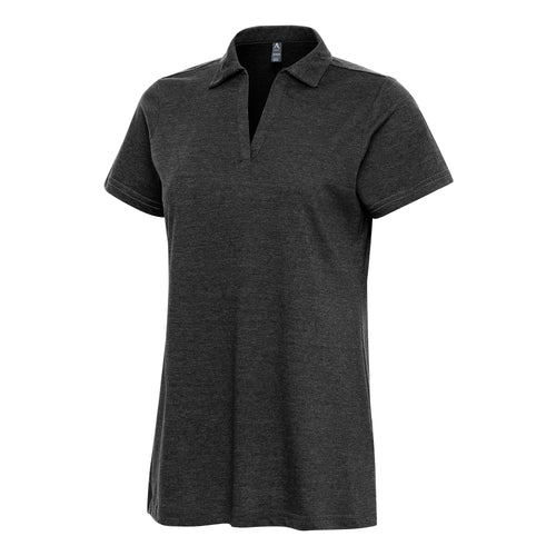Ladies Antigua Peak Short Sleeve Polo Black Heather/Shadow