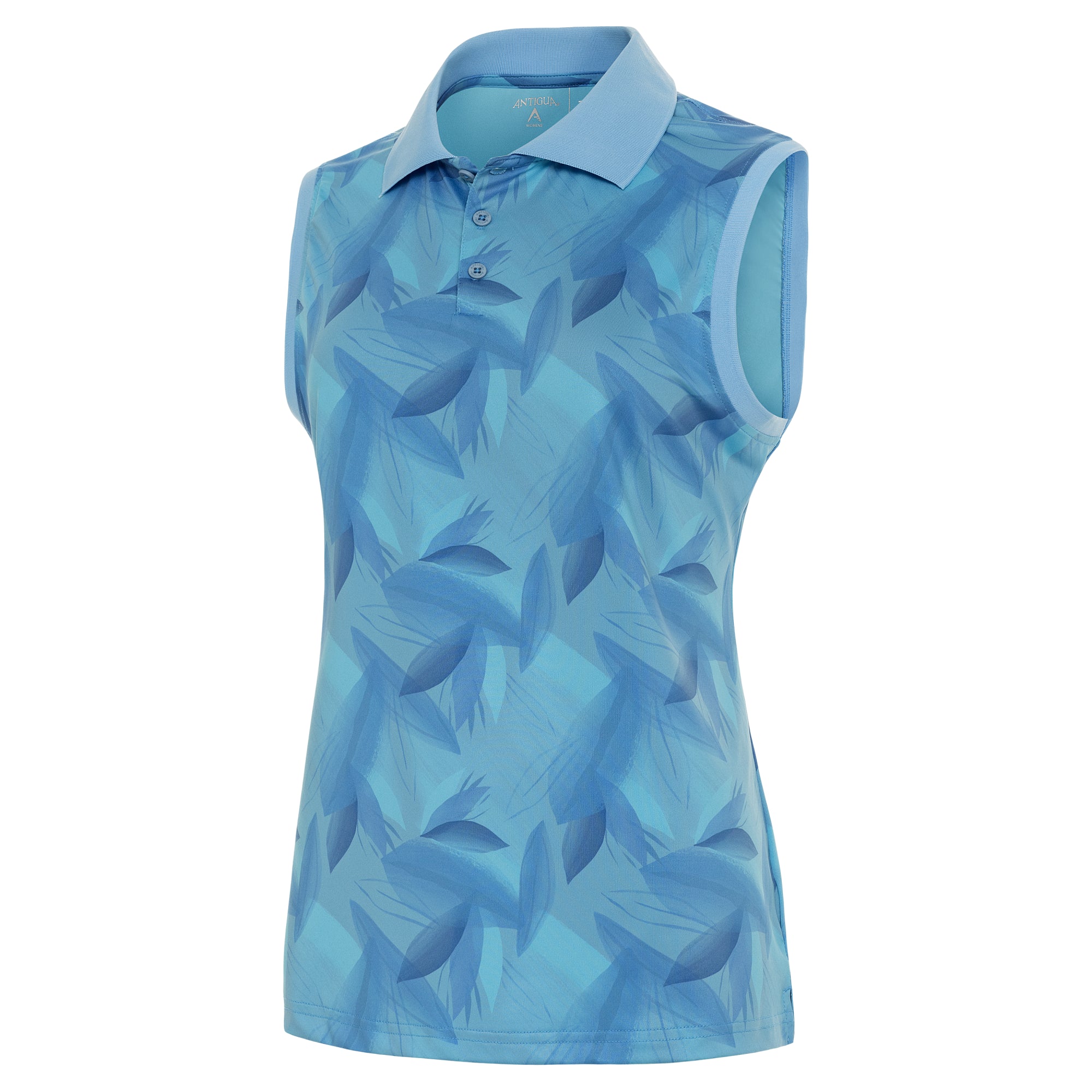 Ladies Antigua Examine Sleeveless Polo Powder Blue/Mist/Blue Sky