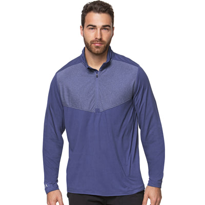 Mens Antigua Tilt 1/4 Zip Pullover Crown Blue/Grey Heather
