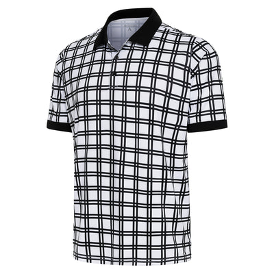 Mens Antigua Bluegrass Short Sleeve Polo Black/Optic White