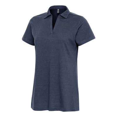 Ladies Antigua Peak Short Sleeve Polo Navy Heather/Light Navy