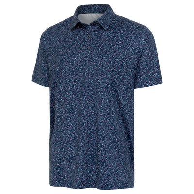 Mens Antigua Pegs Short Sleeve Polo Regatta/Powder Blue/Aurora