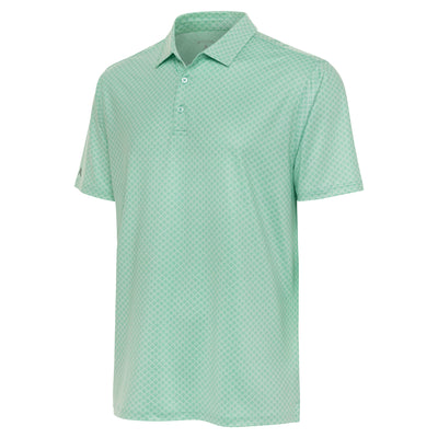 Mens Antigua Dawdle Short Sleeve Polo Yucca Heather/Aqua