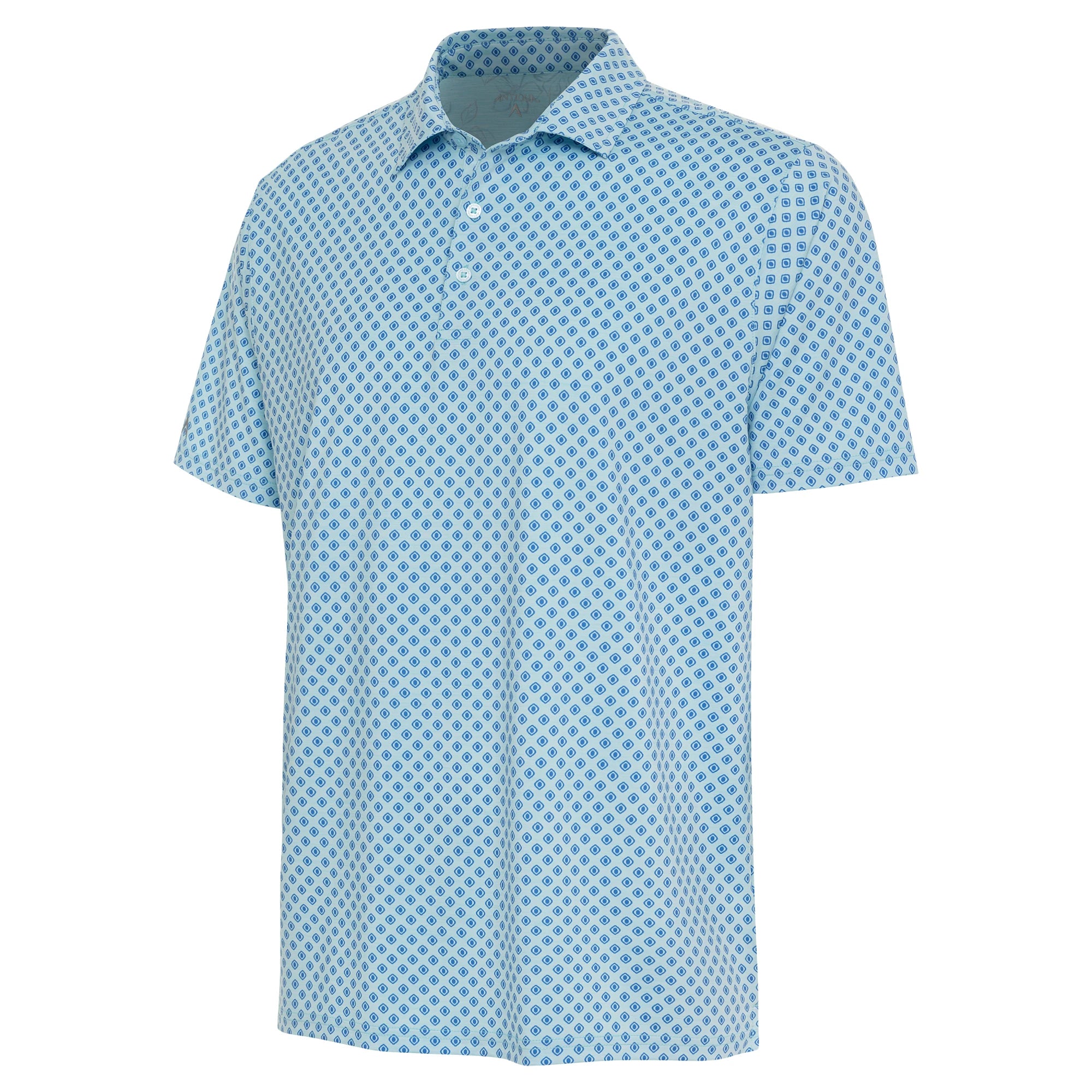 Mens Antigua Viper Short Sleeve Polo Powder Blue Htr/Classic Blue