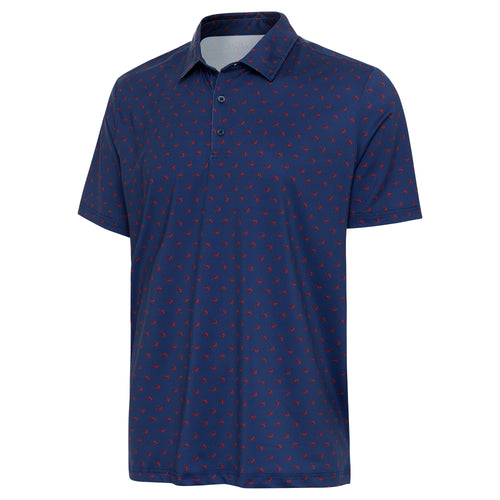 Mens Antigua Carts Short Sleeve Polo Nautical Navy/Hibiscus