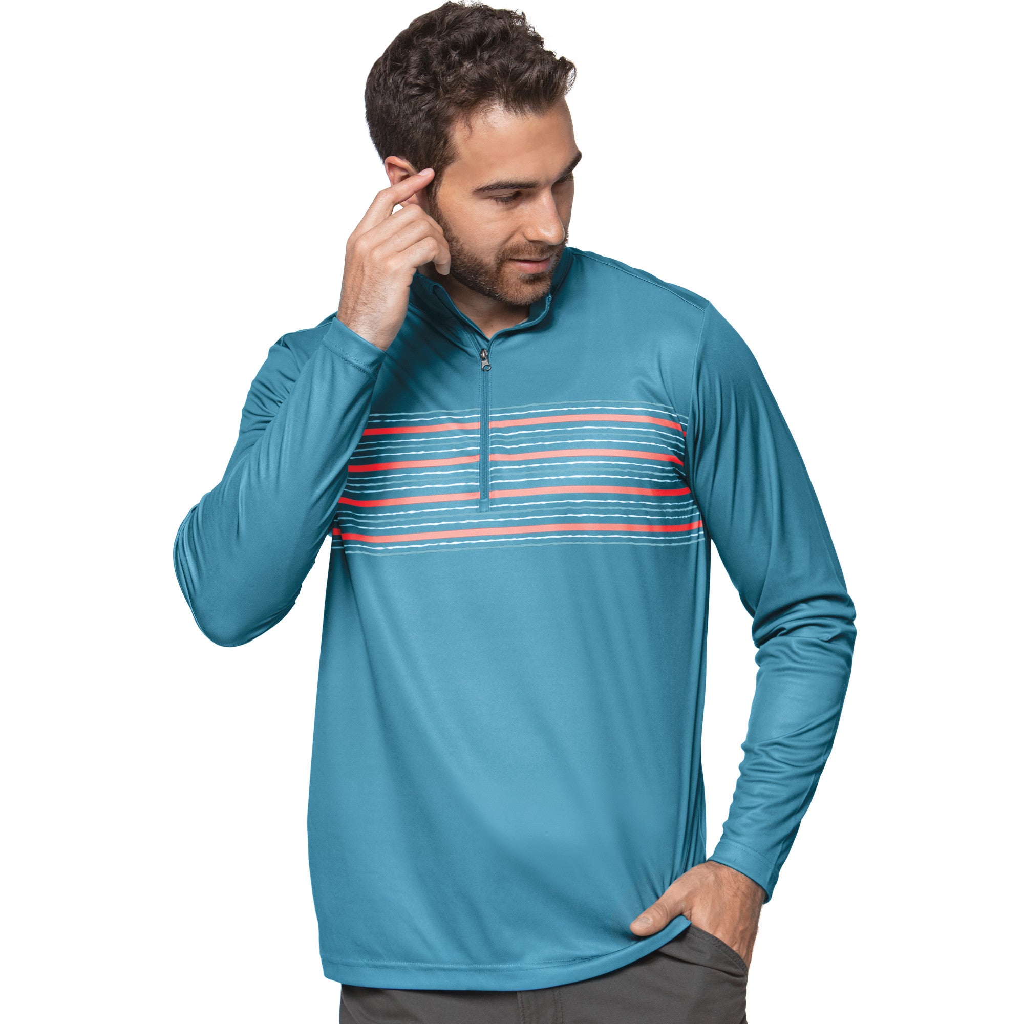 Mens Antigua Impact 1/4 Zip Pullover Adriatic Blue Multi