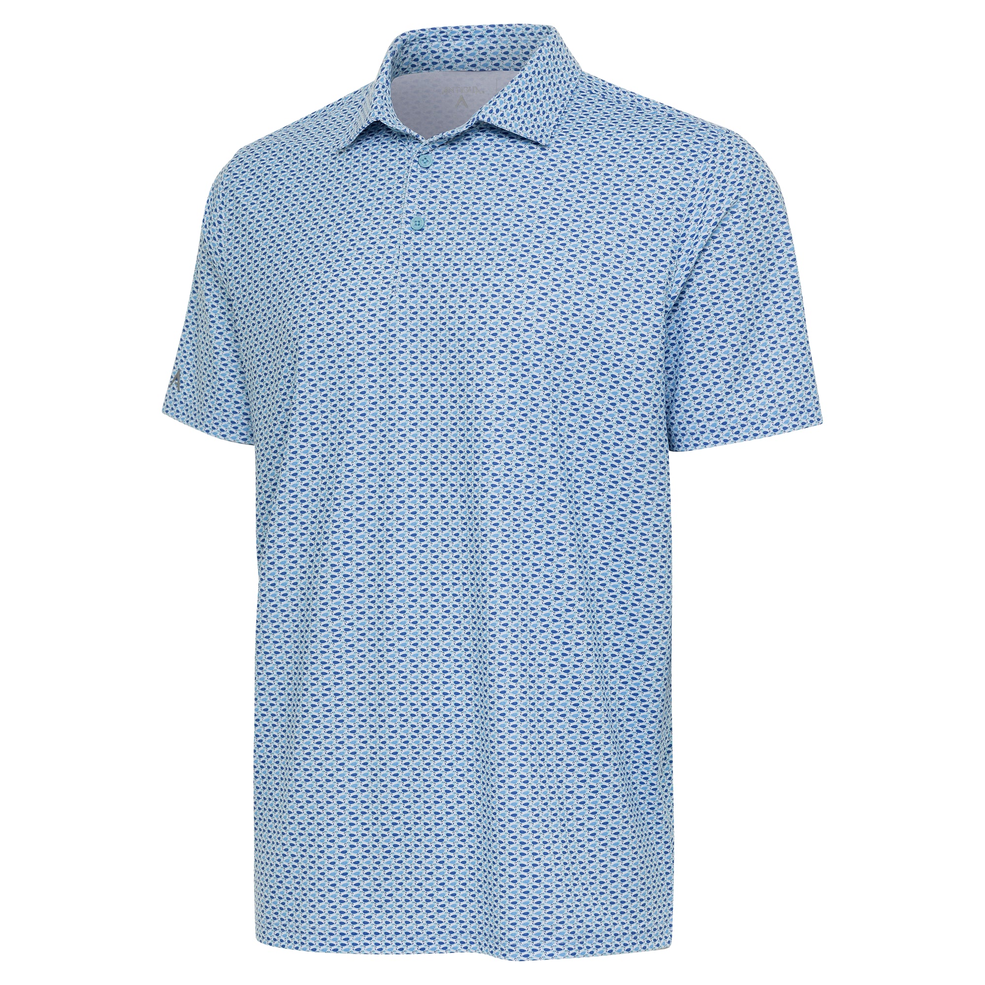 Mens Antigua Hatch Short Sleeve Polo Powder Blue/Classic Blue/Optic White