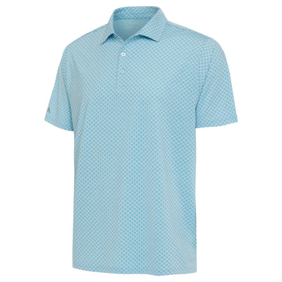 Mens Antigua Dawdle Short Sleeve Polo Powder Blue Heather/Blue Sky
