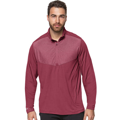 Mens Antigua Tilt 1/4 Zip Pullover Damson/Grey Heather