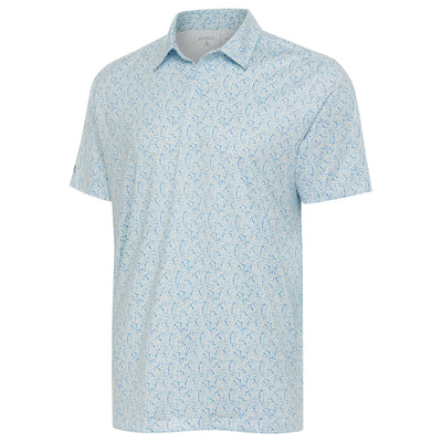 Mens Antigua Pegs Short Sleeve Polo Optic White/Blue Sky/Powder Blue