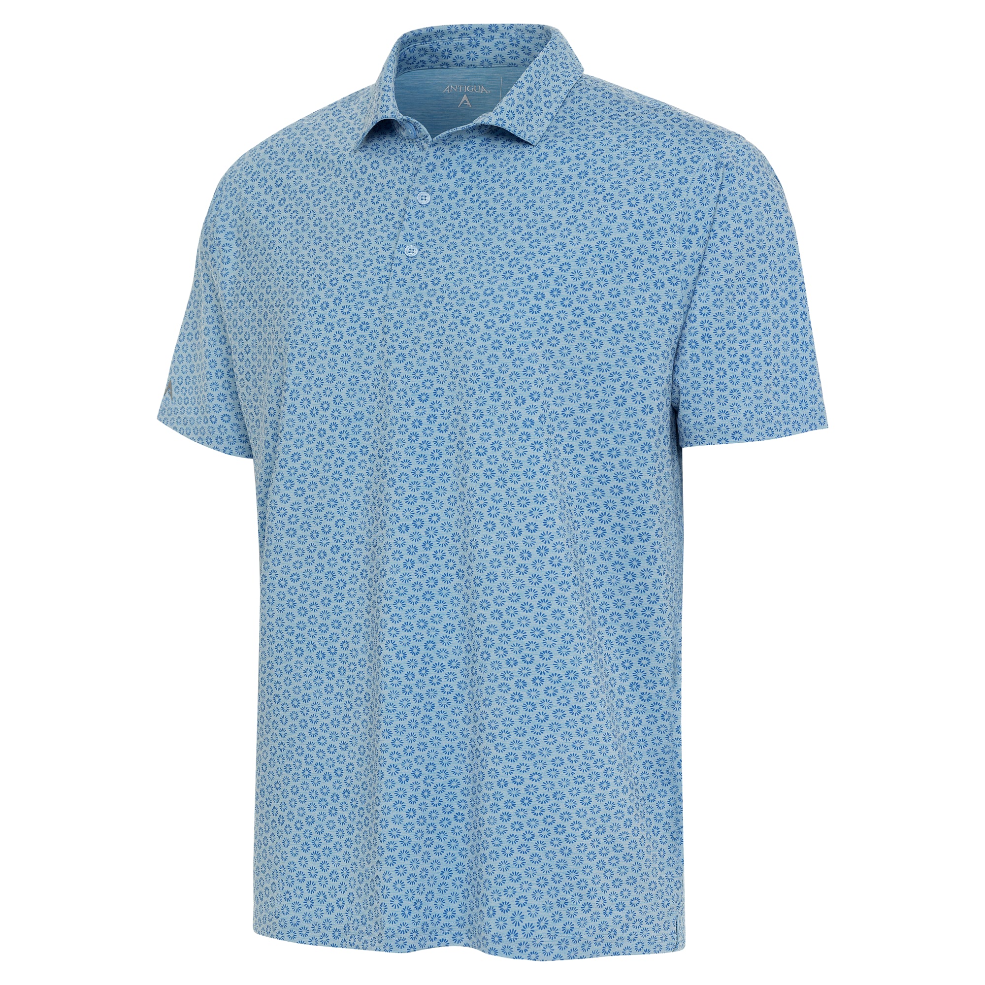Mens Antigua Flicker Short Sleeve Polo Blue Sky Heather/Classic Blue