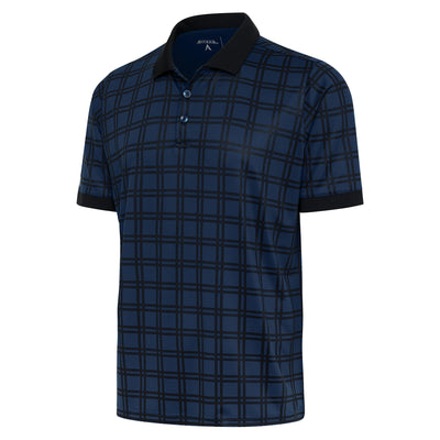 Mens Antigua Bluegrass Short Sleeve Polo Black/Nautical Navy