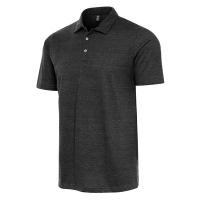 Mens Antigua Peak Short Sleeve Polo Black Heather/Shadow