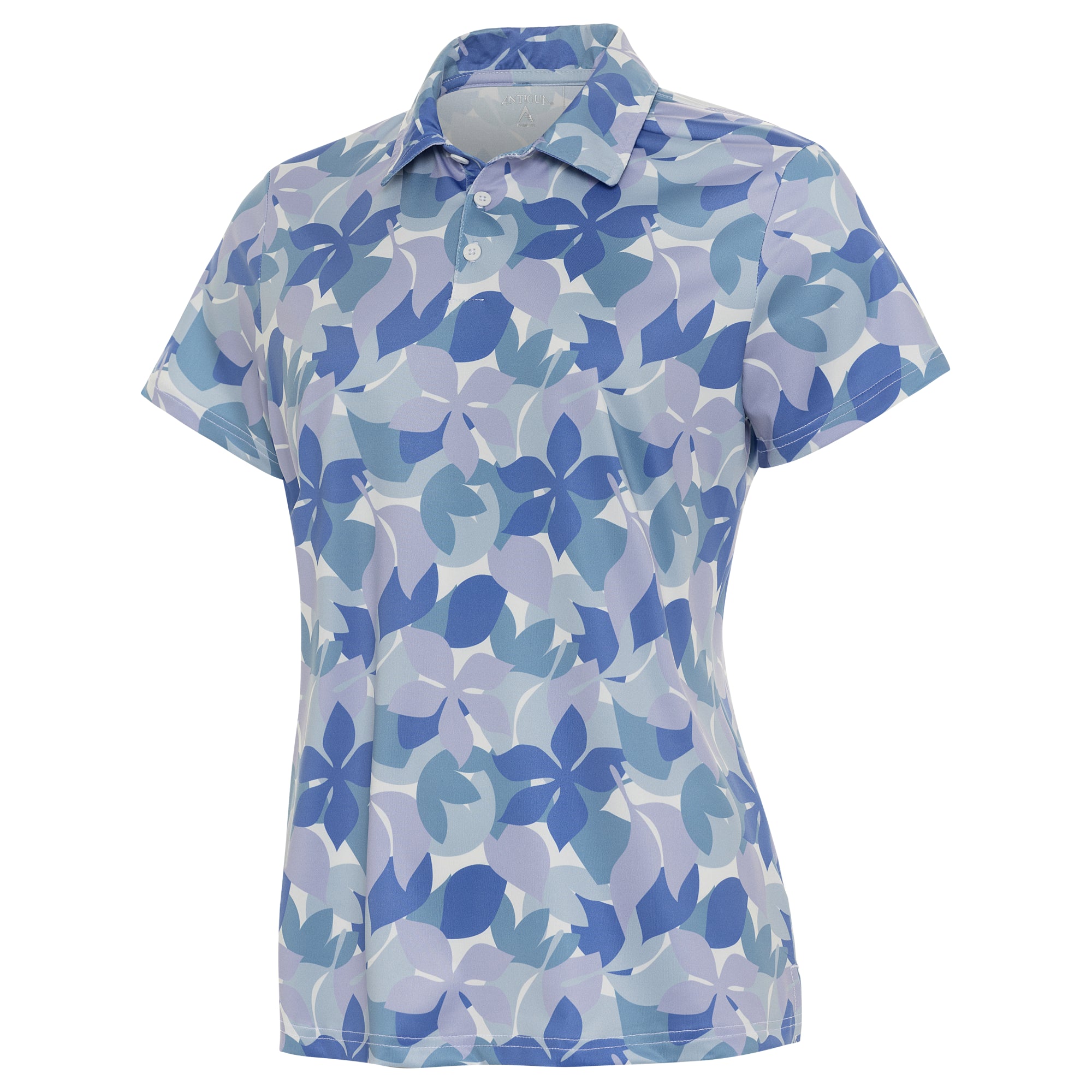 Ladies Antigua Chapter Short Sleeve Polo Optic White/Powder Blue/Pastel Lilac
