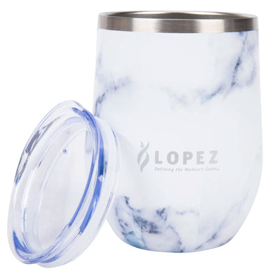 Ladies Nancy Lopez Golf Insulated Wine Tumbler White/Grey Marble & Silver