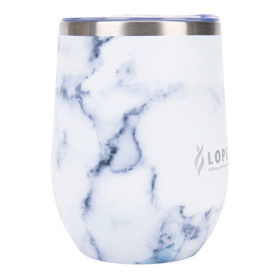 Ladies Nancy Lopez Golf Insulated Wine Tumbler White/Grey Marble & Silver