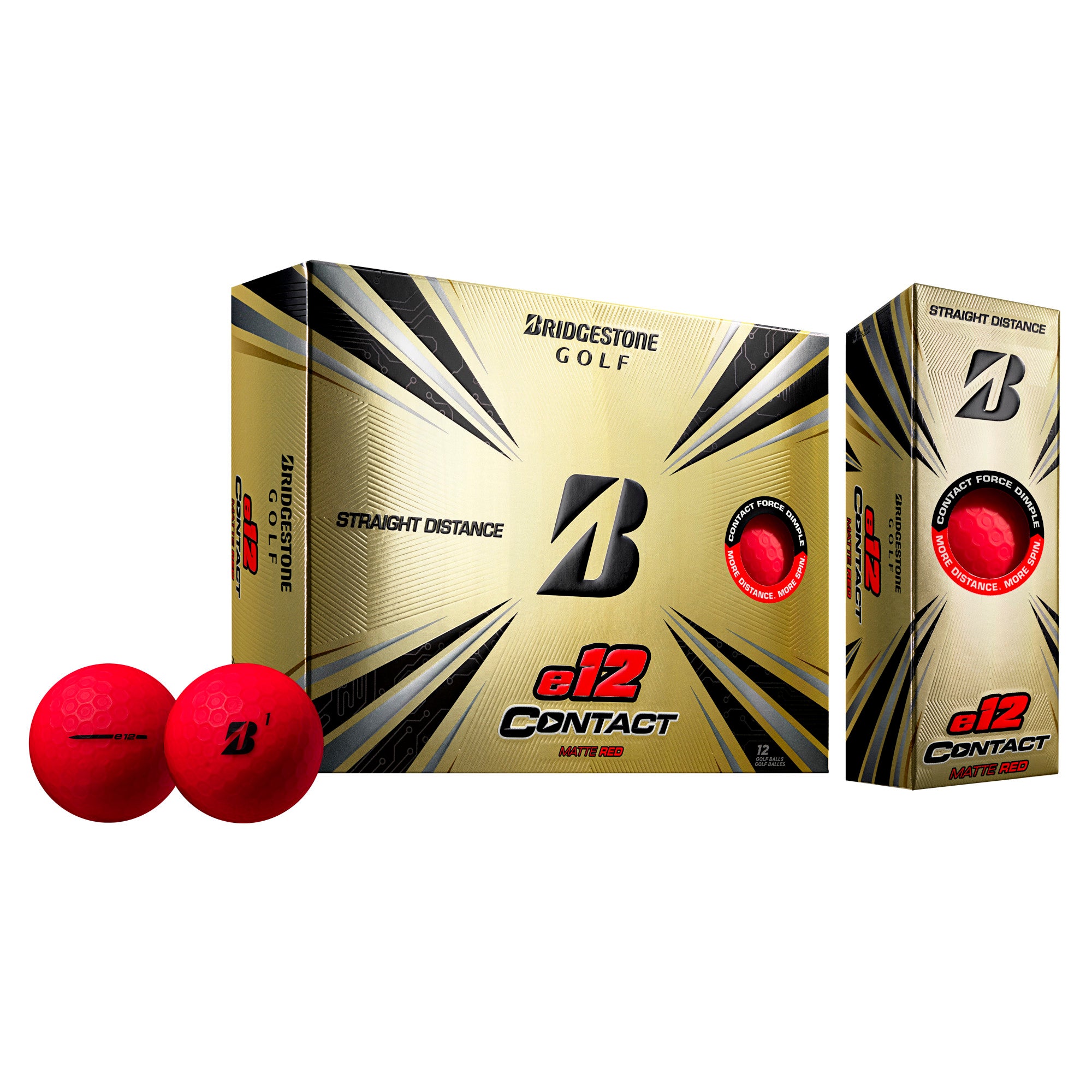 Mens Bridgestone Golf E12 Contact Matte Red Dz Matte Red