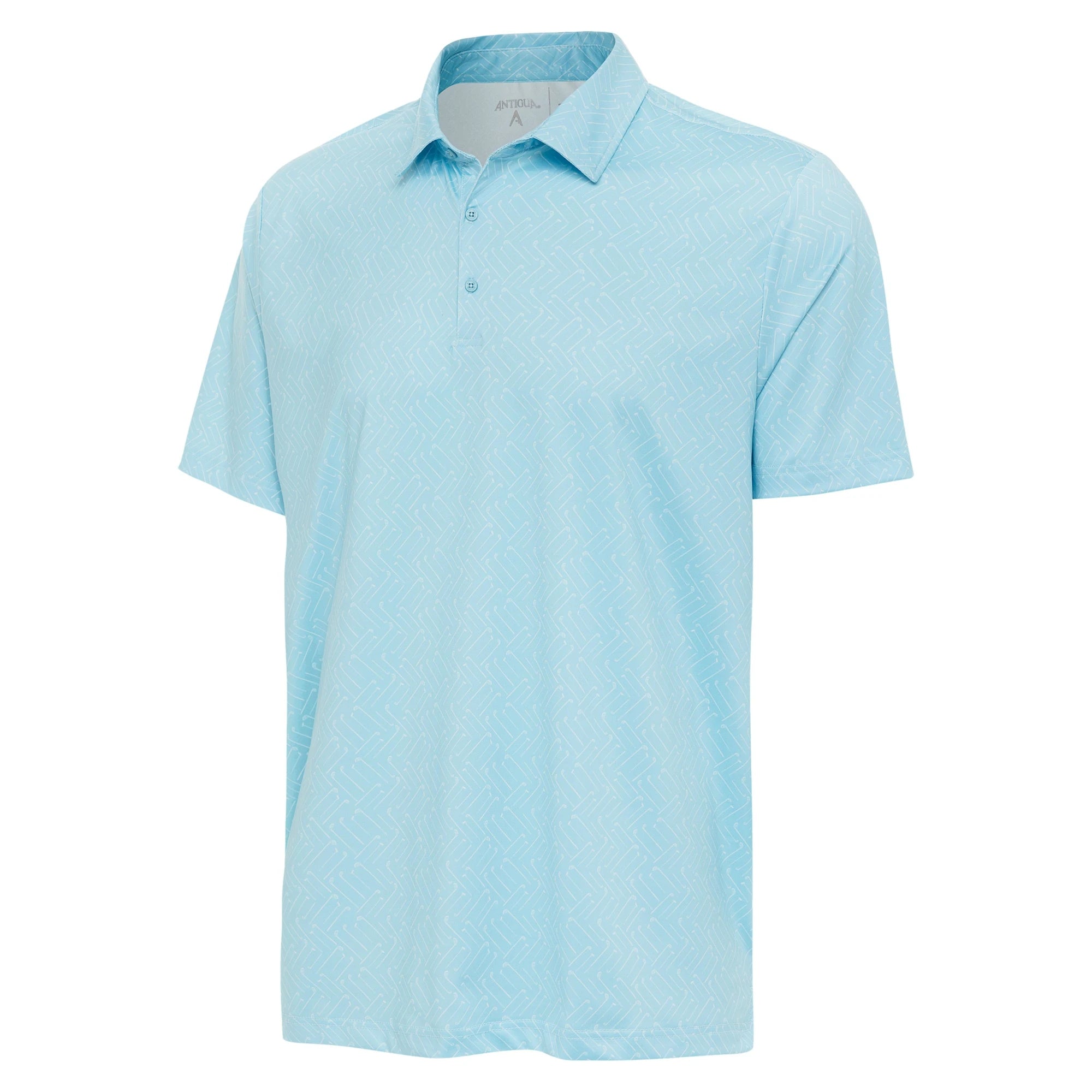 Mens Antigua Clubs Short Sleeve Polo Powder Blue/Optic White