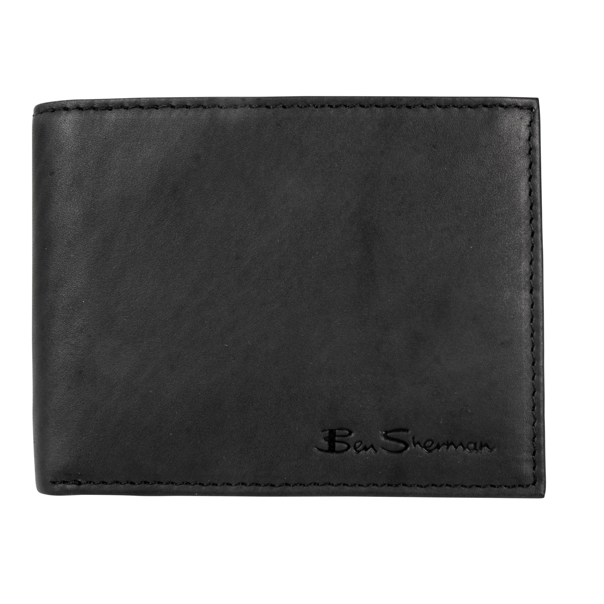 Ben Sherman Full Grain Cowhide Marble Crunch Leather Passcase Wallet With Flip Up Id Window (Rfid) - 1605