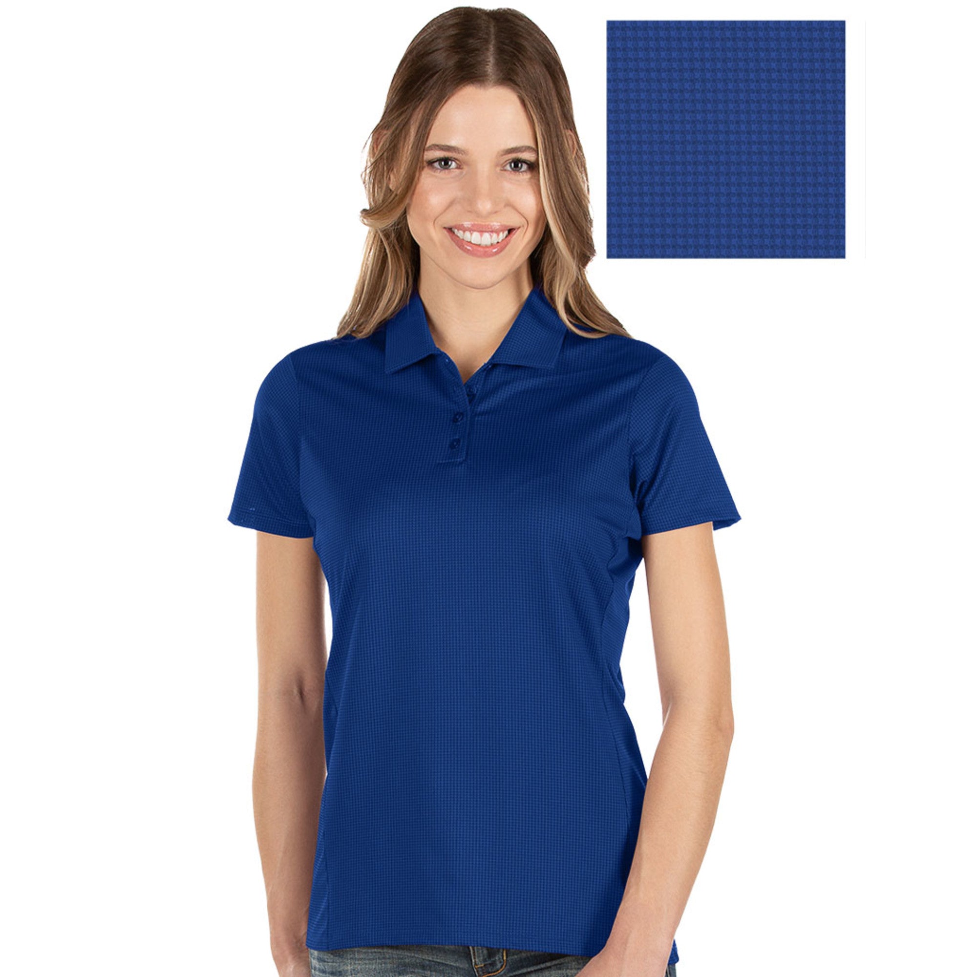 Ladies Antigua Balance Short Sleeve Polo Dark Royal Multi