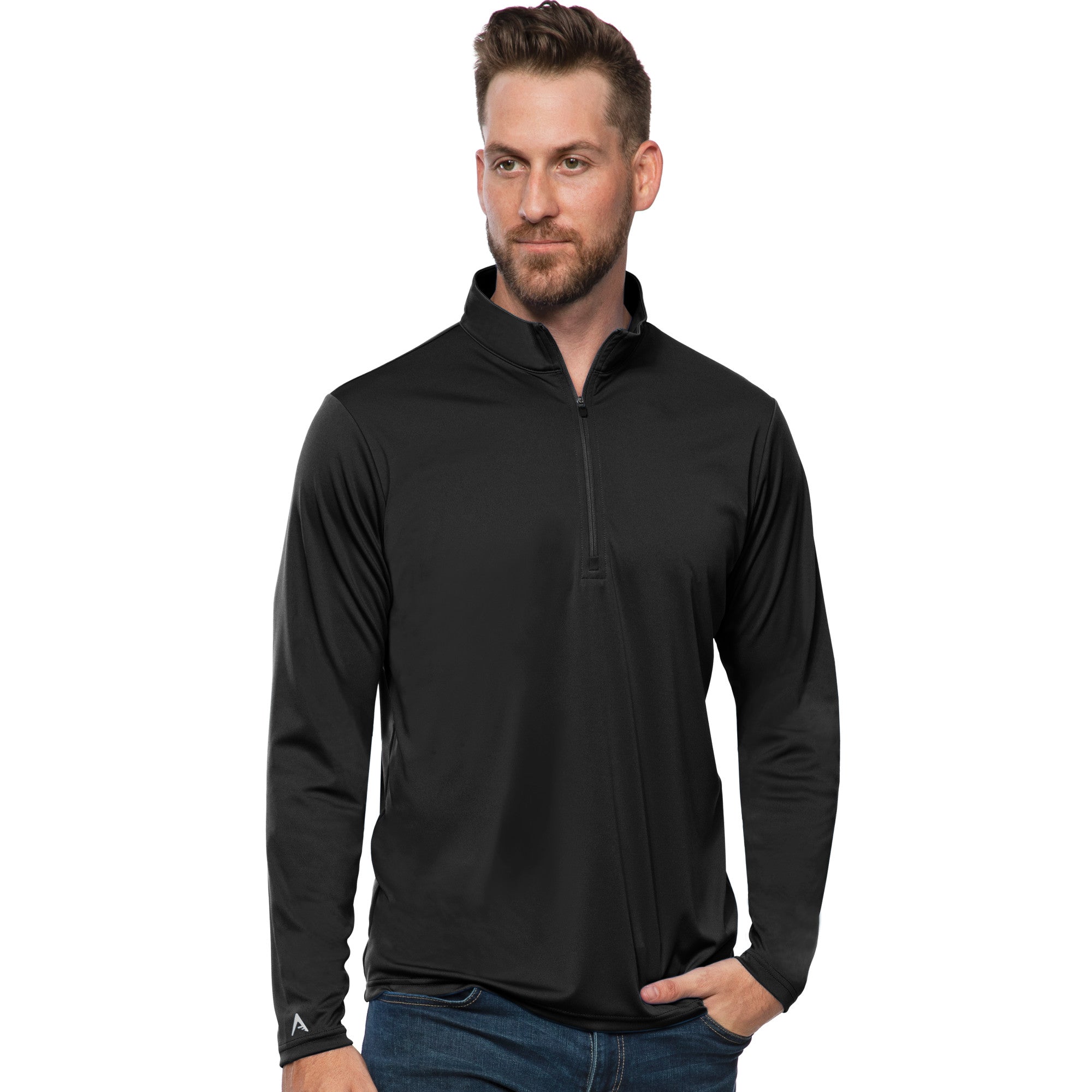 Mens Antigua Tribute 1/4 Zip Pullover Black