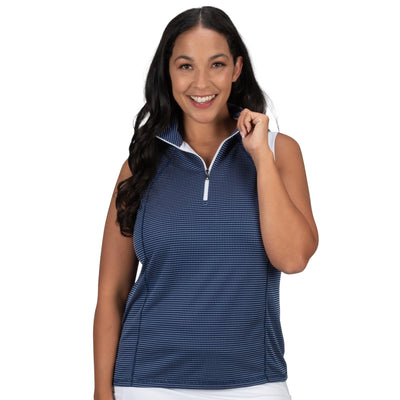 Ladies Nancy Lopez Golf Zone Sleeveless Polo Plus Navy / White