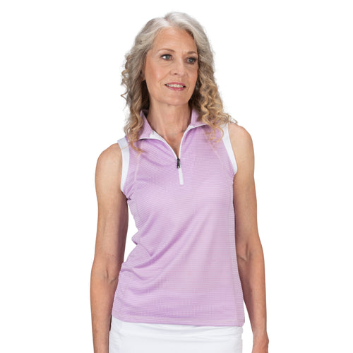 Ladies Nancy Lopez Golf Zone Sleeveless Polo Lilac / White