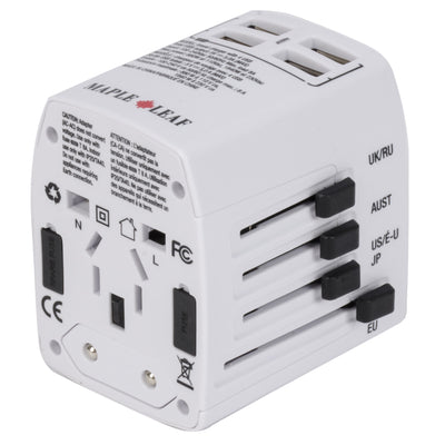 Maple Leaf Universal Travel Adaptor With 4 Usb Ports - MLT6310WH