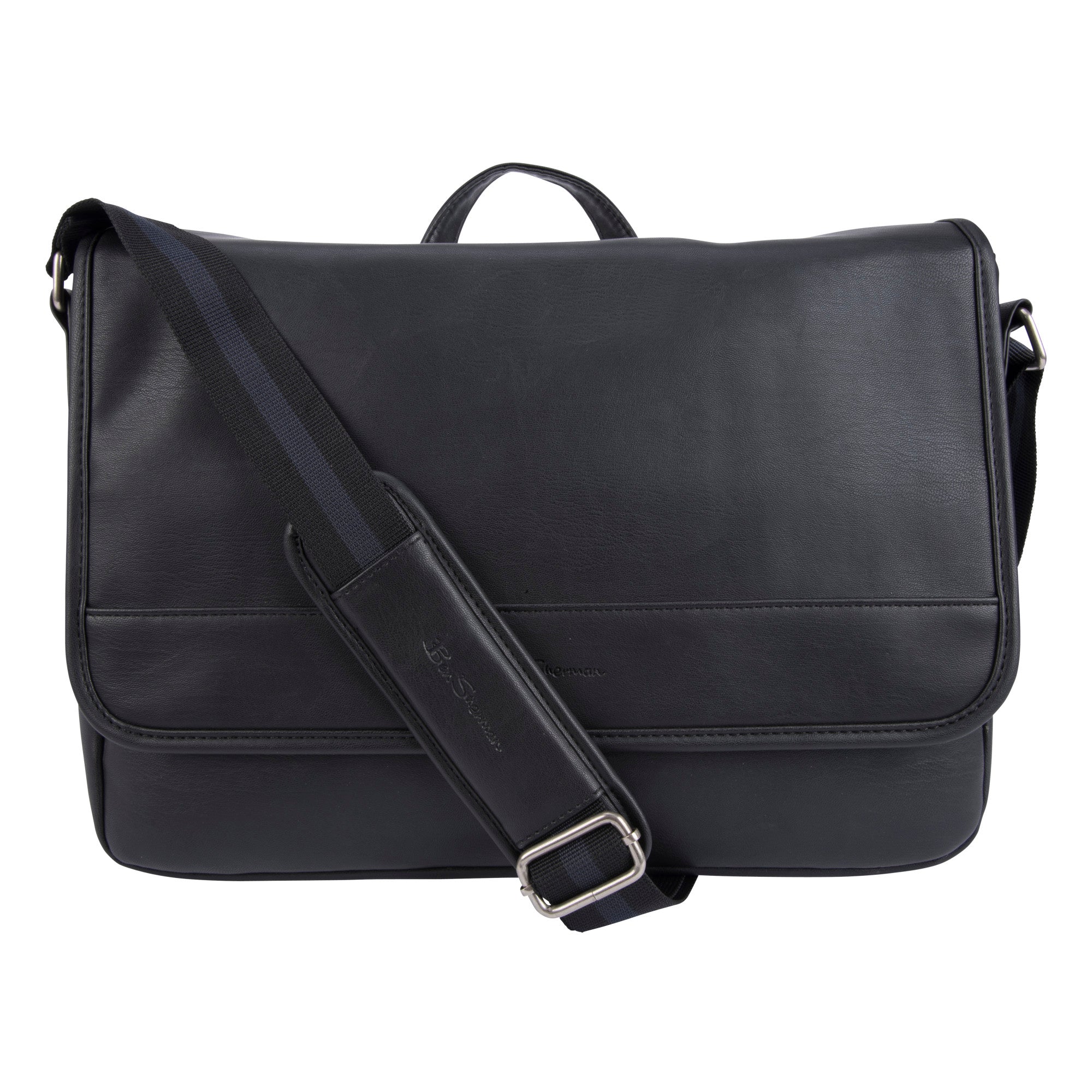 Ben Sherman Slouchy Faux Leather Single Compartment Flapover 15.0‚Äù Laptop Messenger Bag - BS13025502