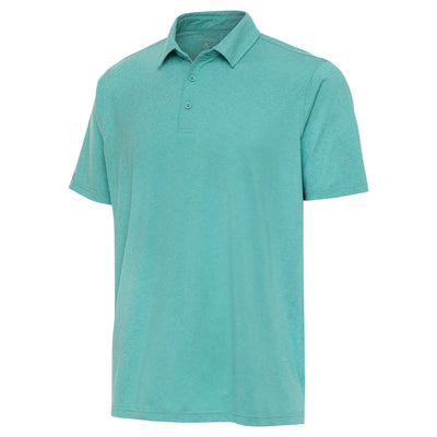 Mens Antigua Par 3 Short Sleeve Polo Aqua Heather