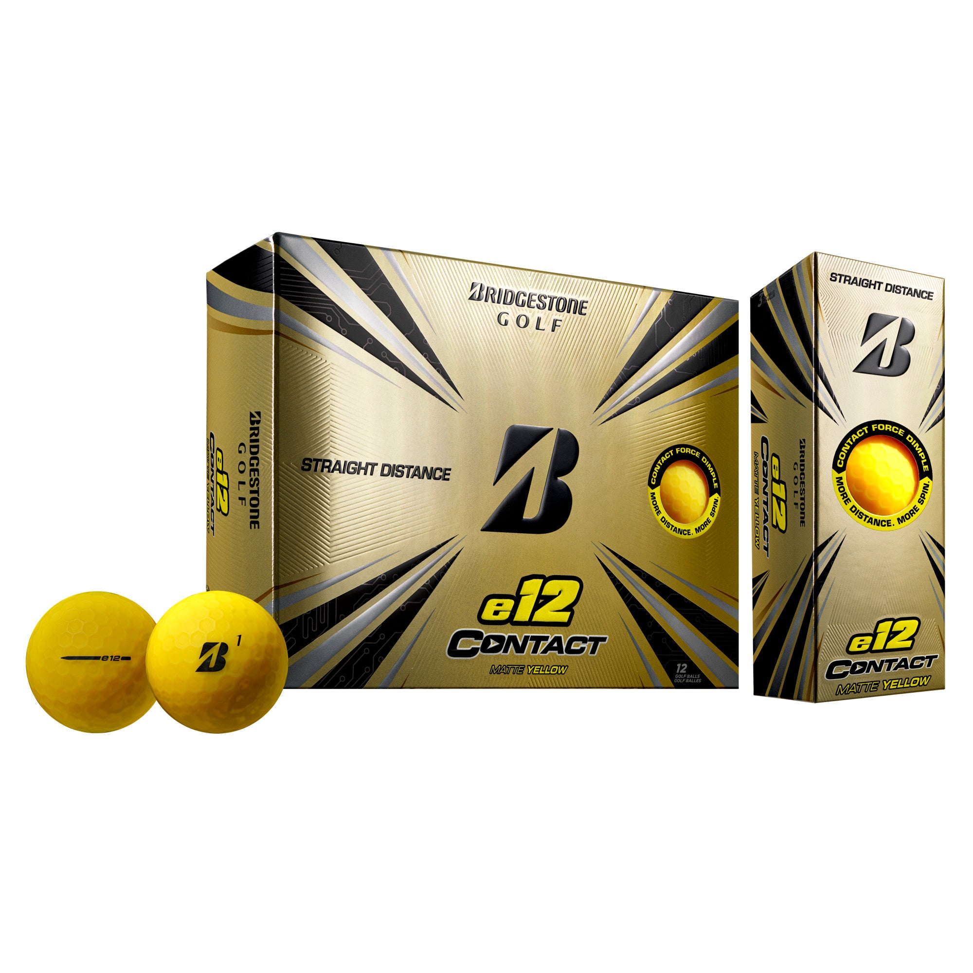 Mens Bridgestone Golf E12 Contact Matte Yellow Dz Matte Yellow